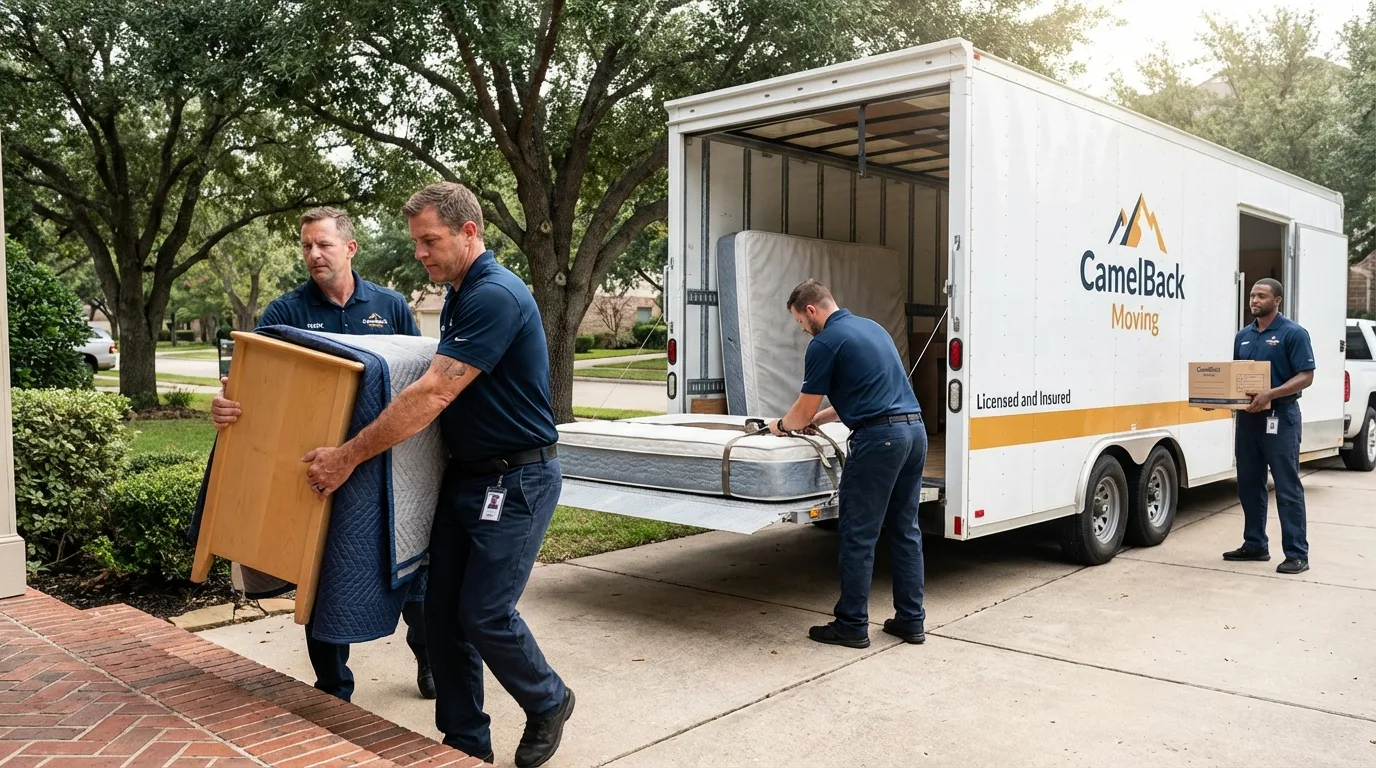 Crew loading residential truck for cross-state move from Kenmore, WA